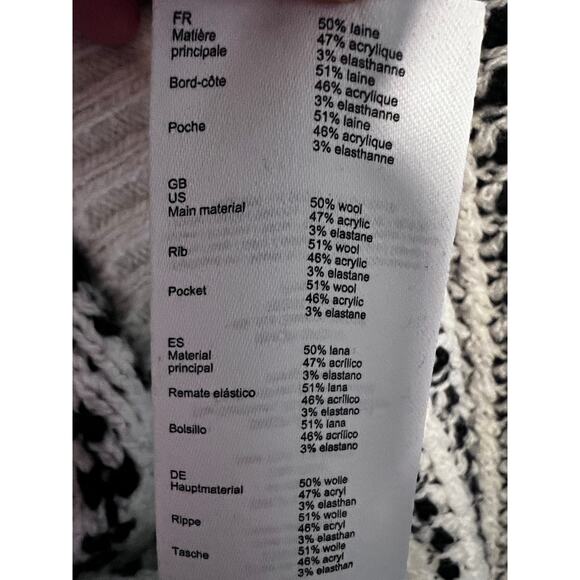 Maje Vintage Wool Beige Black Striped Button Up Sweater Cardigan Small - Picture 11 of 11